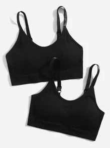 Easithlete 2 piezas Sujetador deportivo inconsútil soporte medio - Negro - Ver 3