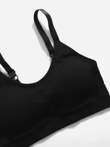 Easithlete 2 piezas Sujetador deportivo inconsútil soporte medio - Negro - Ver 4