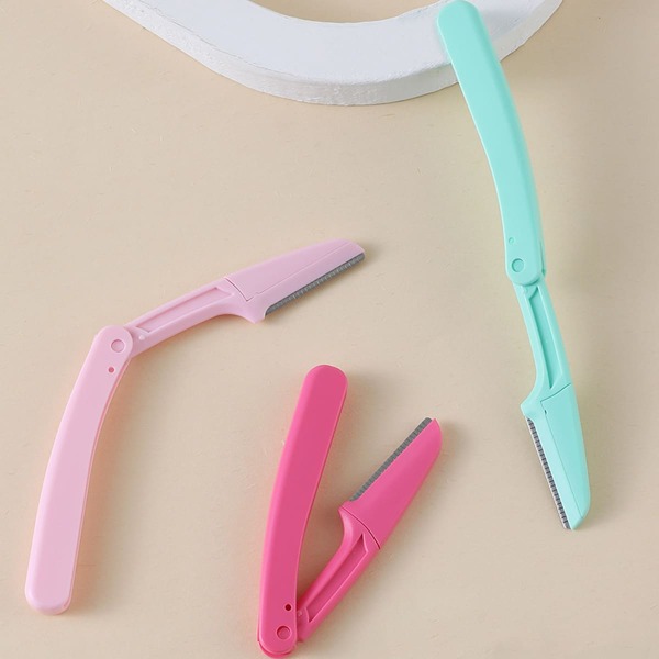 

3pcs Foldable Eyebrow Trimming Knife, Multicolor