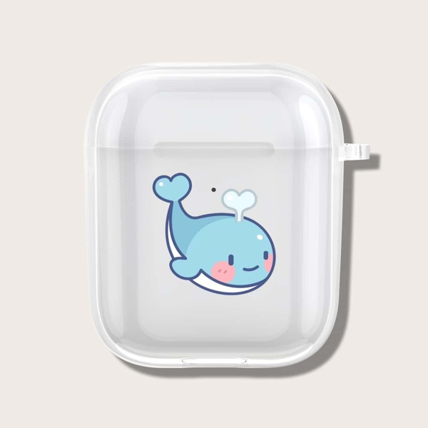 

Чехол для Airpods с узором кита, Прозрачный