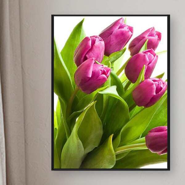 

Flower Print DIY Diamond Unframed Painting, Multicolor