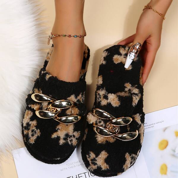 

Cartoon Graphic Chain Decor Home Slippers, Multicolor