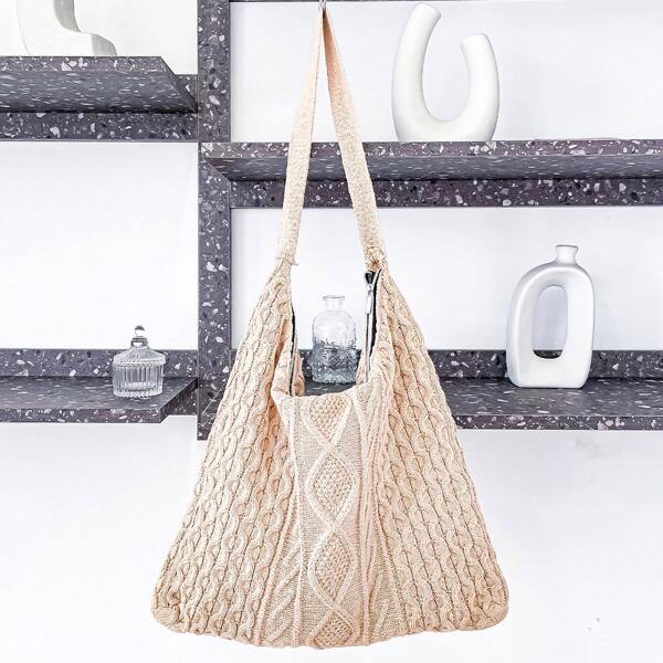 

Geometric Detail Shoulder Bag, Beige