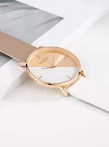 Reloj de señora de cuarzo redondo con puntero y bloque de color