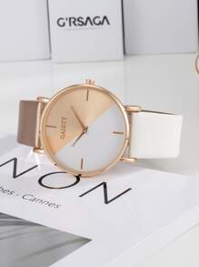 Reloj de señora de cuarzo redondo con puntero y bloque de color