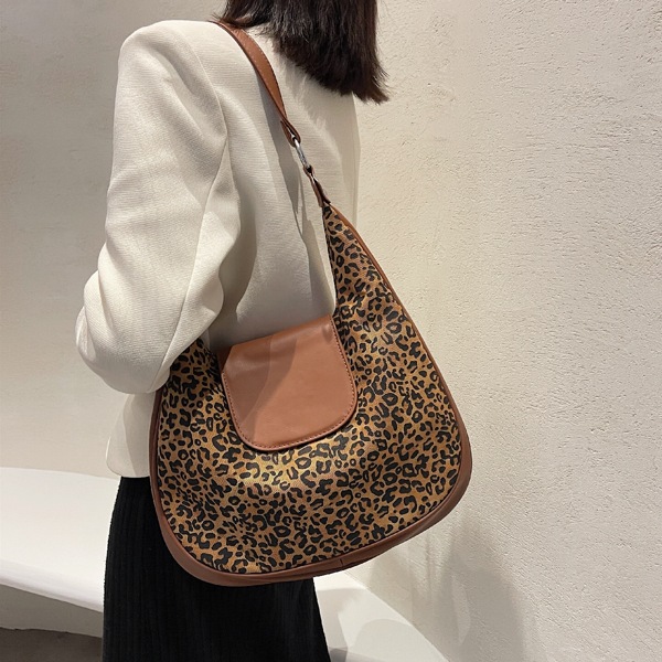 

Leopard Shoulder Saddle Bag, Brown