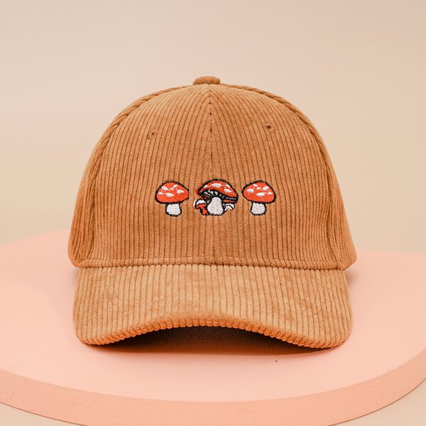 

Mushroom Embroidered Baseball Cap, Yellow