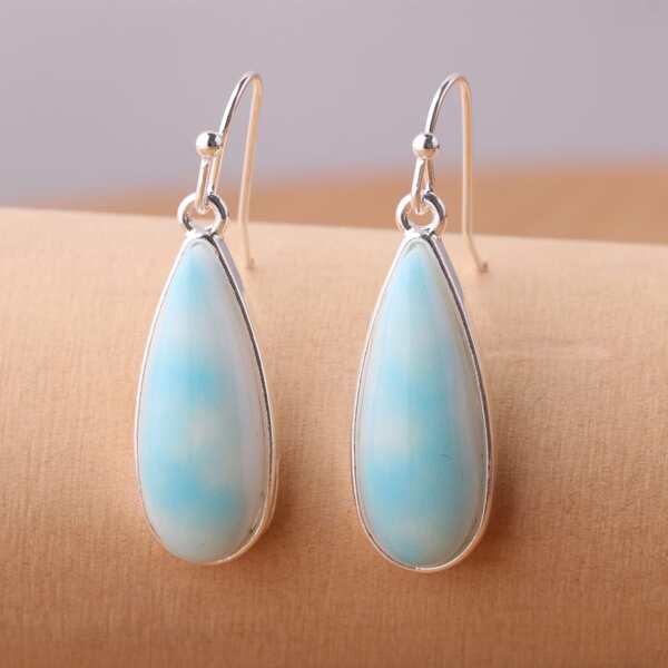 

Water-drop Design Earrings, Baby blue