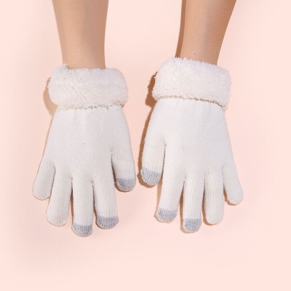 

Two Tone Gloves, White