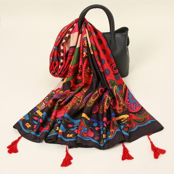 

Tassel Decor Scarf, Multicolor