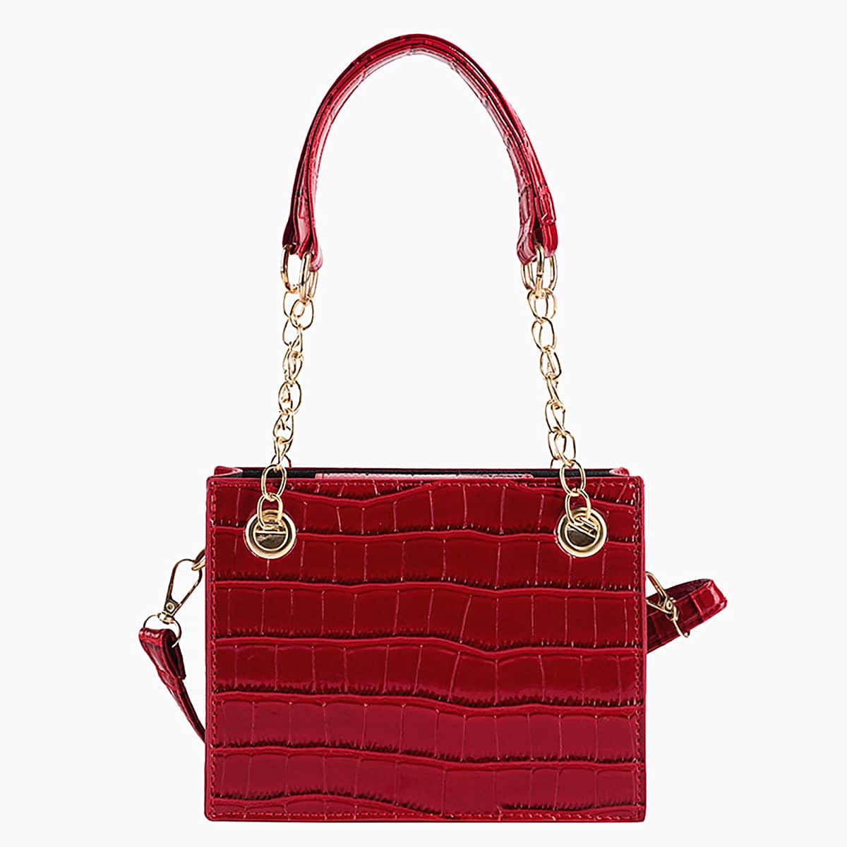 

Croc Embossed Shoulder Bag, Red