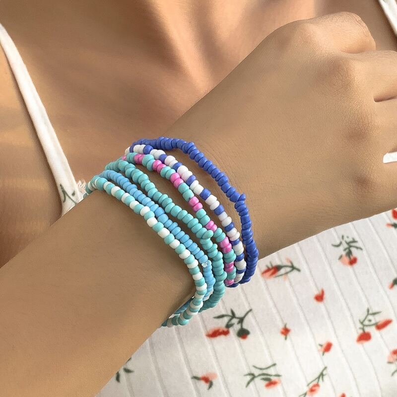 

6pcs Colorful Beaded Bracelet, Multicolor