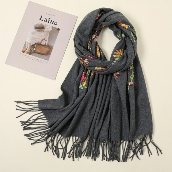 

Flower Pattern Scarf, Multicolor