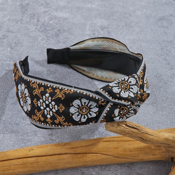 

Flower Embroidered Hair Hoop, Multicolor