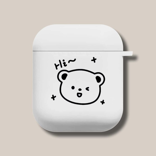 

Bear Pattern Case For AirPods, White
