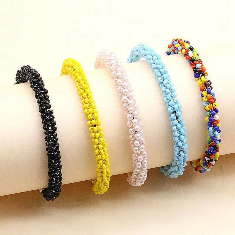 

5pcs Beaded Cuff Bracelet, Multicolor