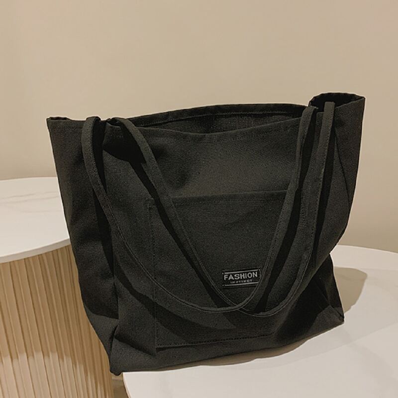 

Letter Patch Tote Bag, Black