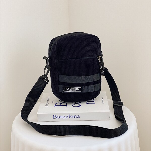 

Letter Graphic Crossbody Bag, Black