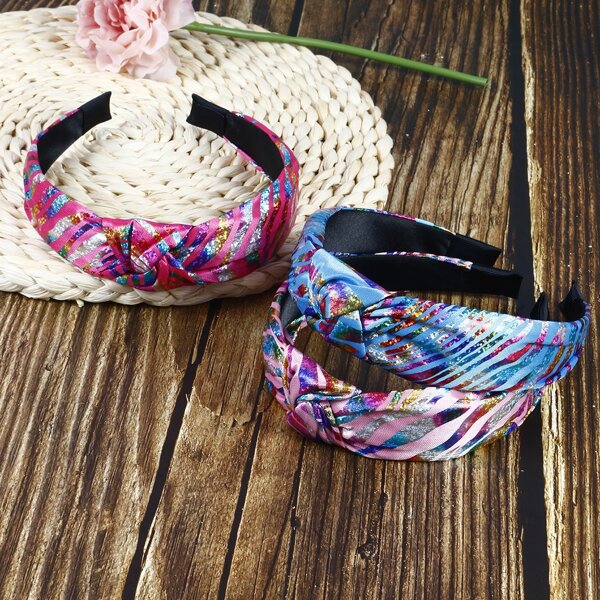 

3pcs Graphic Hair Hoop, Multicolor