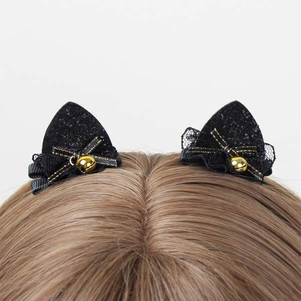 

Halloween Cat Ears Decor Hair Clip, Black