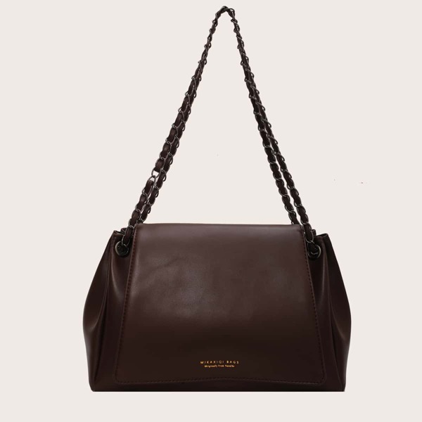 

Minimalist Flap Shoulder Tote Bag, Coffee brown