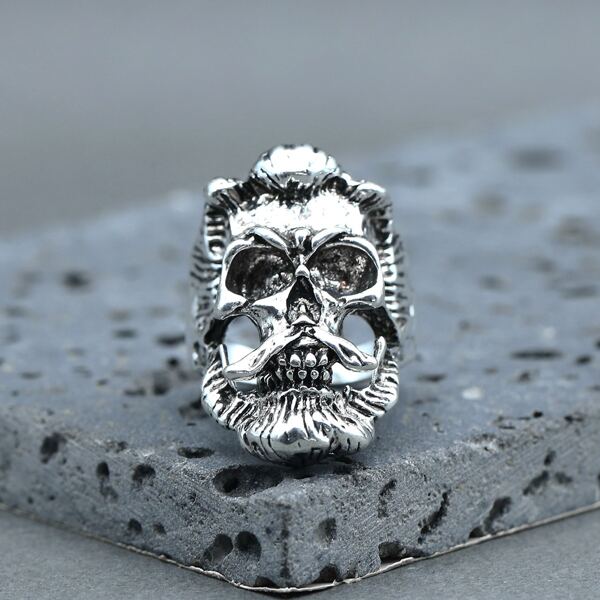 

Men Skull Decor Ring, Antique silver