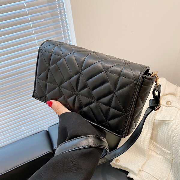 

Minimalist Quilted Shoulder Bag, Black