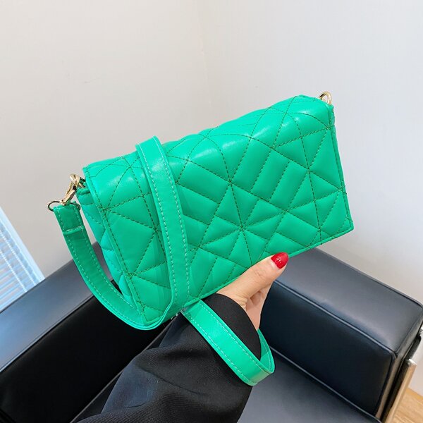 

Minimalist Quilted Shoulder Bag, Green