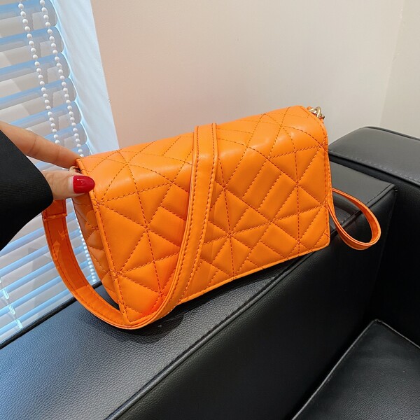 

Minimalist Quilted Shoulder Bag, Orange