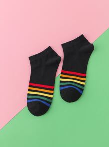 Rainbow Stripe Print Socks - Multicolor - View 2