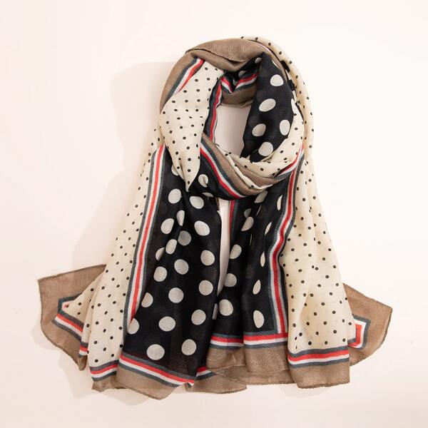 

Polka Dot Print Scarf, Multicolor