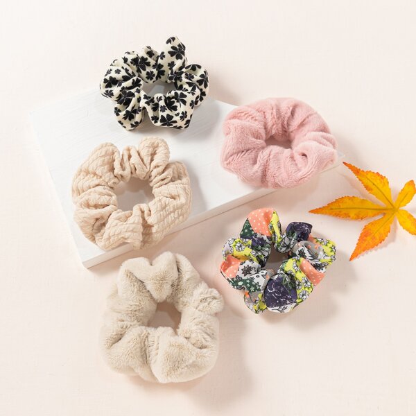

5pcs Graphic Scrunchie, Multicolor