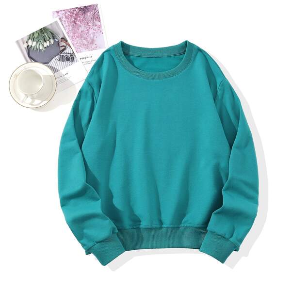 

Solid Drop Shoulder Sweatshirt, Cadet blue