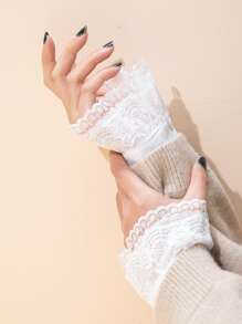 Lace Faux Cuff - White - View 1