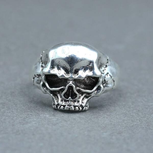 

Men Skull Decor Ring, Antique silver
