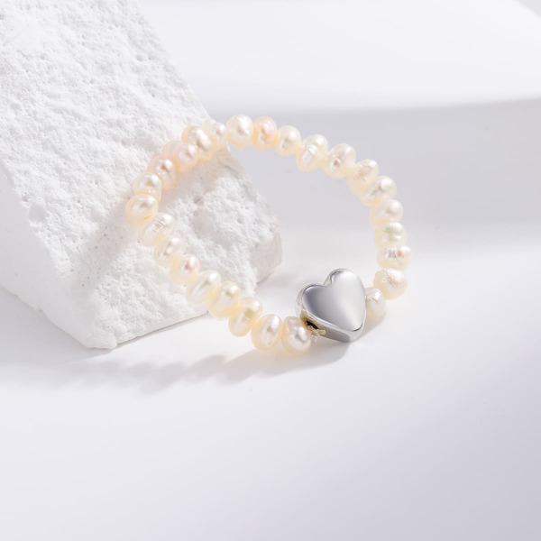 

Pearl Beaded Ring, Silver