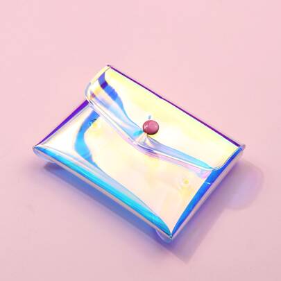 홀로그래픽 스냅 버튼 가벼운 패션, 기념일, 생일 선물, 화이트칼라 남녀 선물, 여성 학용품, 미니 지갑, 지갑, 동전 지갑