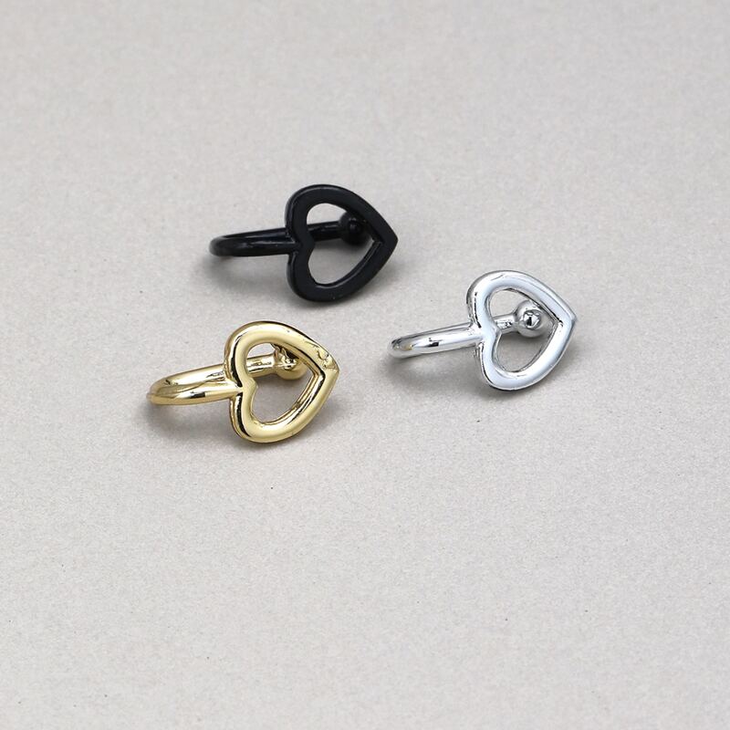 

3pcs Heart Decor Nose Ring, Multicolor