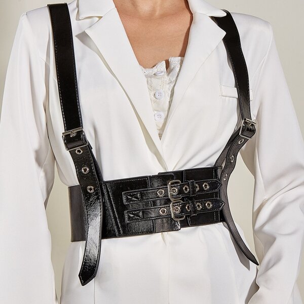 

Metal Buckle Harness Belt, Black