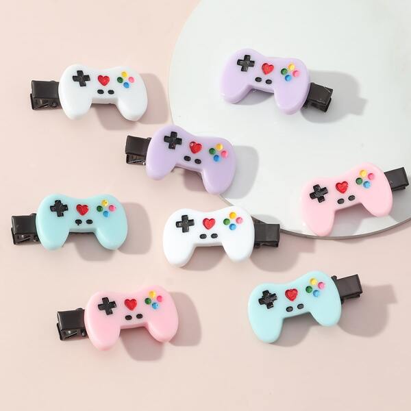 

8pcs Toddler Girls Gamepad Decor Hair Clip, Multicolor