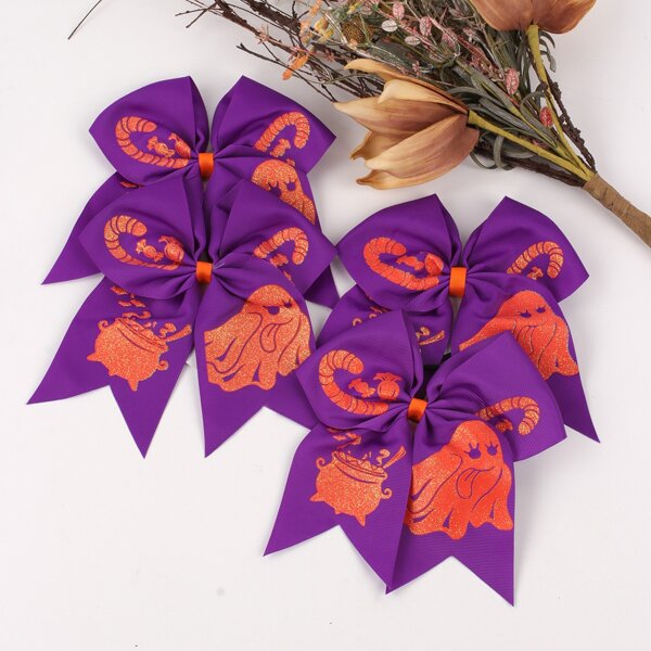 

4pcs Girls Bow Decor Hair Tie, Multicolor