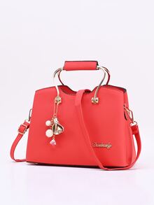 金屬裝飾手提包 - 紅色 - 查看 2