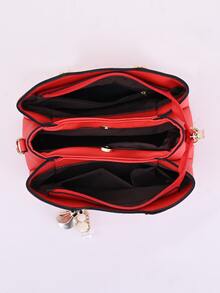 金屬裝飾手提包 - 紅色 - 查看 3