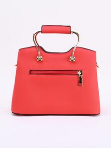 金屬裝飾手提包 - 紅色 - 查看 4