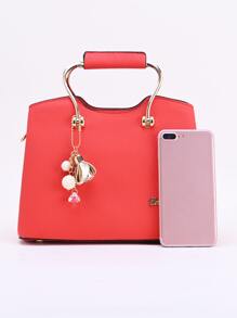 金屬裝飾手提包 - 紅色 - 查看 5