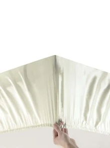 素色緞面床墊套 - 白色 - 查看 5