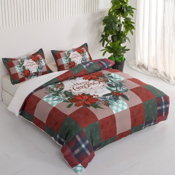 

Christmas Print Duvet Cover Set Without Filler, Multicolor