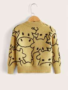Toddler Boys Cartoon Cow Pattern Jumper - Multicolor - View 2