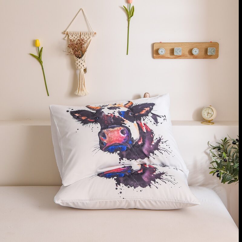 

2pcs Cow Print Lumbar Pillow Cover Without Filler, Multicolor
