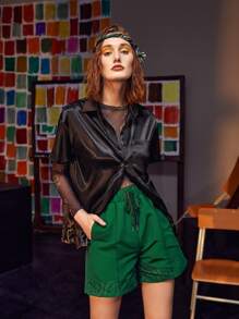 Weims Graphic Print Button Up Shirt - Black - View 1